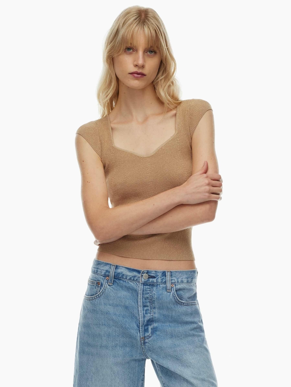 Ariztia Wilfred Tuscany Top in Gold Camel - Elegant Tan Knit Top